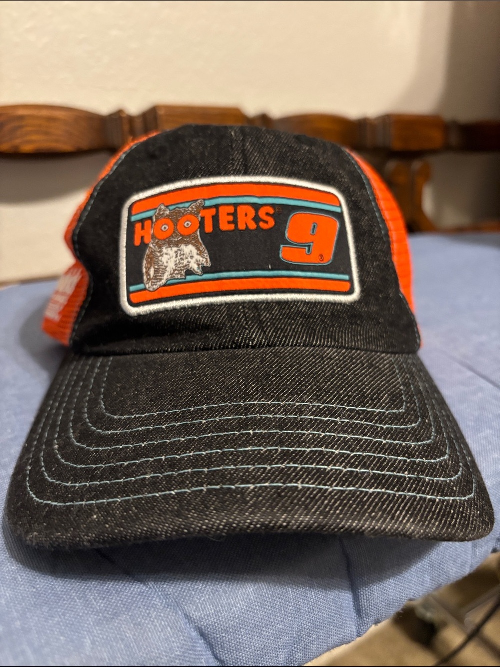 Hooters #9 Chase Elliott Black and Orange Trucker Hat with Patch